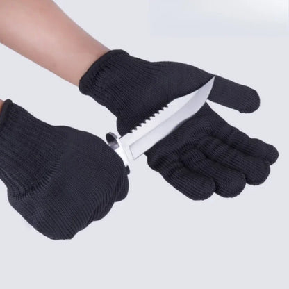 1 par de guantes anticorte resistentes al desgaste, para trabajo negros, para autodefensa, con malla metálica con alambre de acero, protección de seguridad