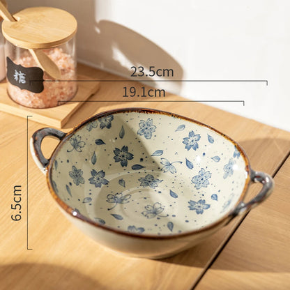 Bol de cerámica japonés de 19 cm para sopa, ensalada o pastas, ideal para el hogar. Apto para microondas y horno