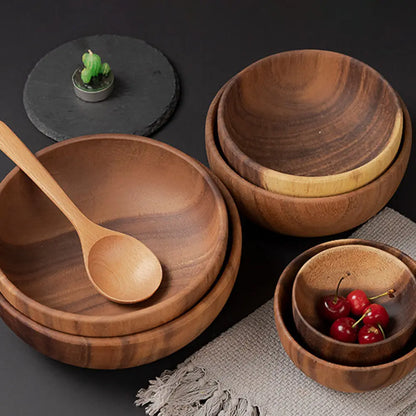 Bol de arroz de madera estilo japonés de 283 ml (10 oz) para fideos, sopa o ensalada. Ideal para el hogar, la cocina y el comedor