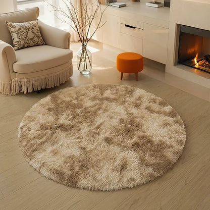 Alfombra suave y mullida para sala de estar, área de sofá, pelo largo para dormitorio, base antideslizante, redonda de felpa para niños, decoración del hogar