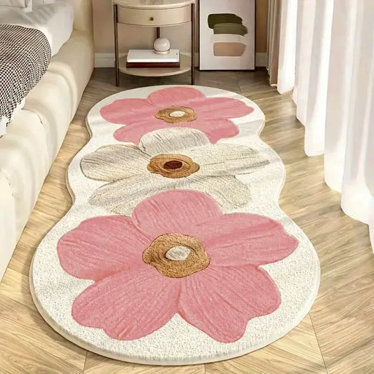Alfombra sencilla de tiras largas para mesita de noche, imitación cachemir estampado, peluda para dormitorio, antideslizante para ventanal