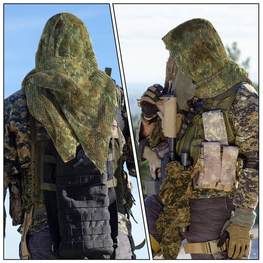 Bufanda táctica de camuflaje, de malla, camuflaje para deportes al aire libre, velo facial de francotirador, juegos de guerra, camping, caza y ciclismo