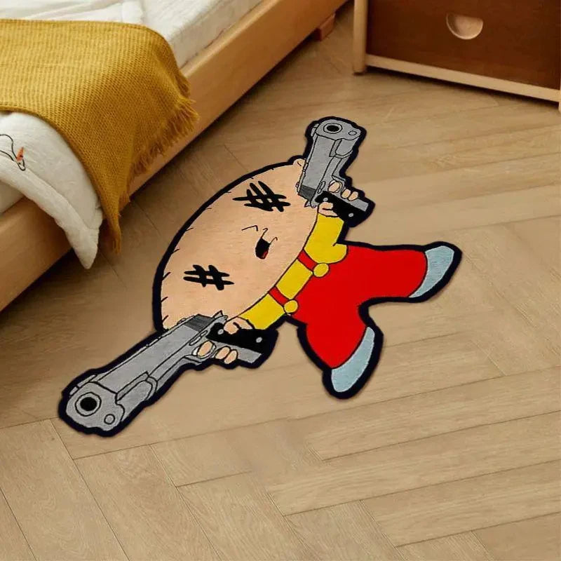 Alfombra VIKAMA con personajes de dibujos animados - Cómoda y cálida - para baño o entrada - Cojín lateral para dormitorio - Decoración del hogar