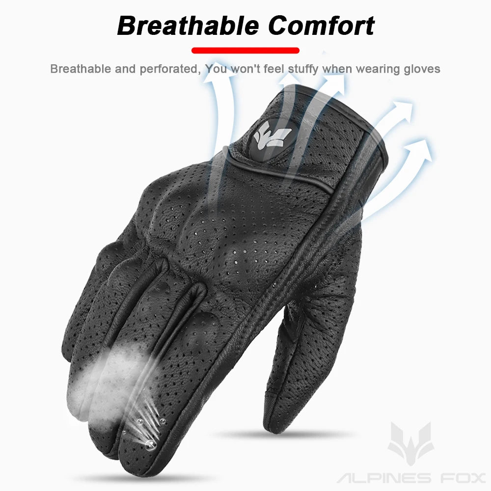 Guantes de cuero vintage para hombre, negros, resistentes al desgaste, antideslizantes, estilo retro para motociclistas