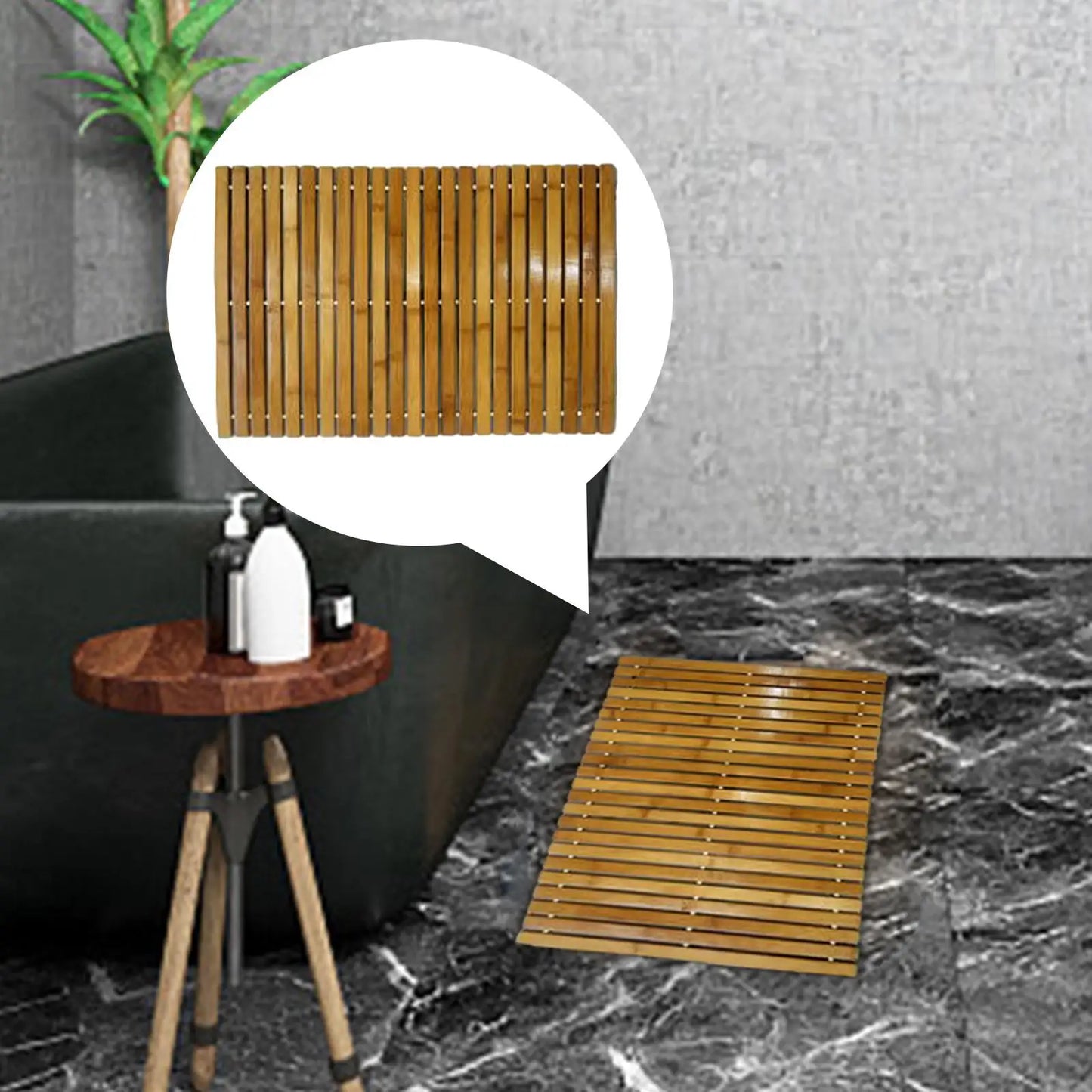Alfombrilla de madera de bambú natural, impermeable, para baño, inodoro, mascotas. Grande y pequeña para ducha, antideslizante