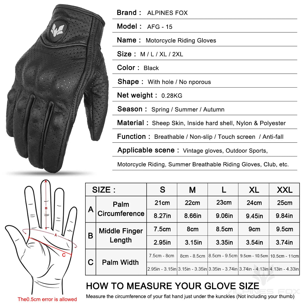 Guantes de cuero vintage para hombre, negros, resistentes al desgaste, antideslizantes, estilo retro para motociclistas