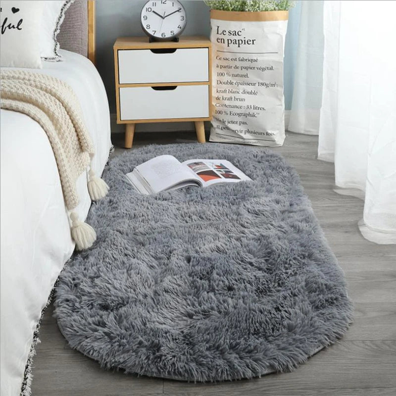Alfombra ovalada suave y sedosa de felpa VIKAMA, decoración moderna para el hogar, sala de estar, sofá, centro de mesa, dormitorio de niña