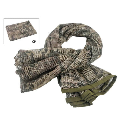 Bufanda táctica de camuflaje, de malla, camuflaje para deportes al aire libre, velo facial de francotirador, juegos de guerra, camping, caza y ciclismo