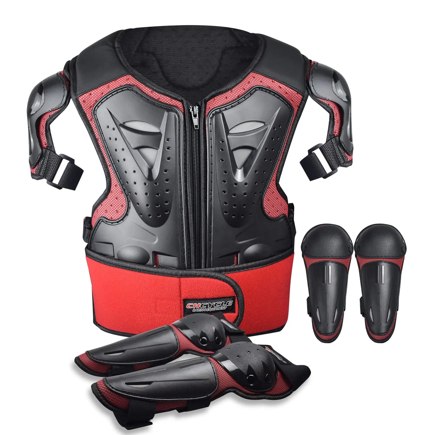 Traje para motociclistas infantiles, equipo para motocross, protector de pecho para niños con coderas y rodilleras