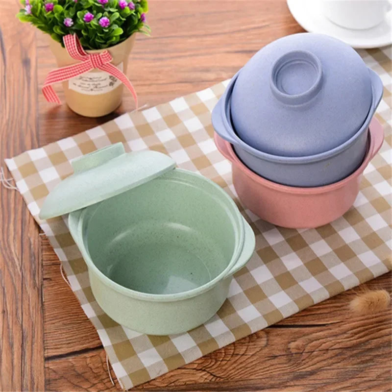 Tazones para fideos instantáneos con tapa, tazones para sopa y arroz caliente, recipientes para comida de estilo japonés