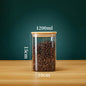 Tarros de vidrio cuadrados con tapa de bambú para almacenar granos de café, cereales, fideos y otros alimentos