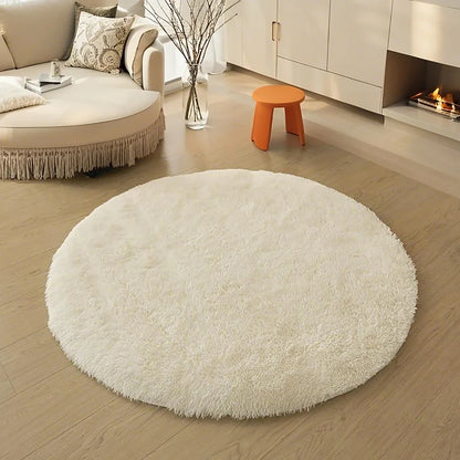 Alfombra suave y mullida para sala de estar, área de sofá, pelo largo para dormitorio, base antideslizante, redonda de felpa para niños, decoración del hogar
