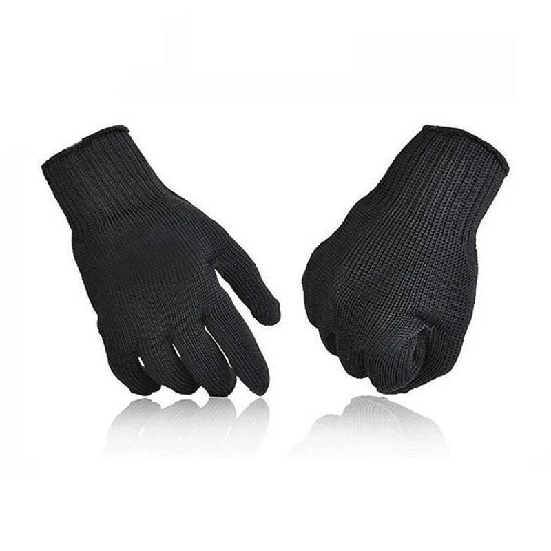1 par de guantes anticorte resistentes al desgaste, para trabajo negros, para autodefensa, con malla metálica con alambre de acero, protección de seguridad