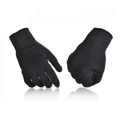 1 par de guantes anticorte resistentes al desgaste, para trabajo negros, para autodefensa, con malla metálica con alambre de acero, protección de seguridad