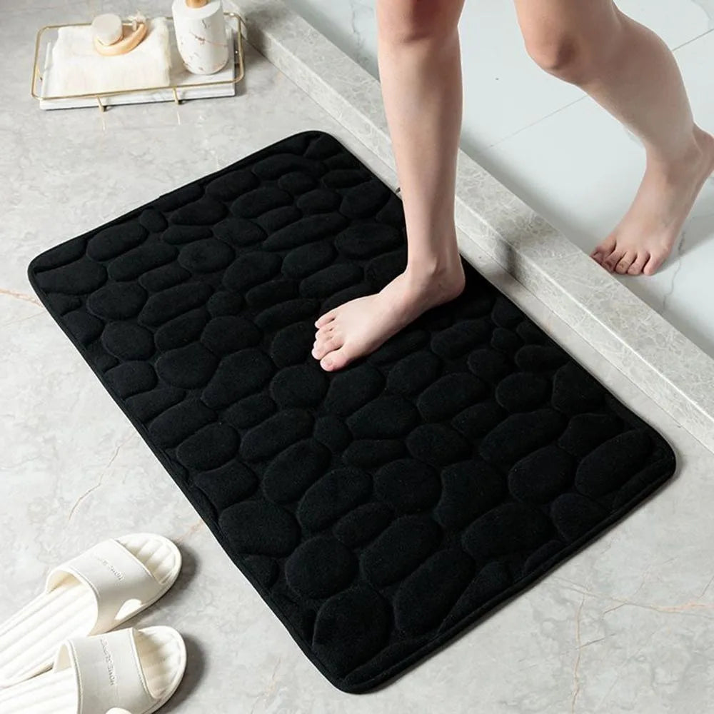 Alfombrilla de baño antideslizante con relieve de adoquines, absorbente, lavable, para bañera, ducha o puerta. Decorativo