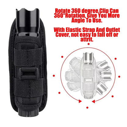 Funda táctica para linterna, cinturón, accesorio de iluminación duradero para caza, kits de supervivencia, giratoria de 360 grados