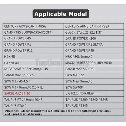 Funda táctica de caza para diestros y zurdos para GL 17 20 21 22 31/H&K VP40 45/S&W M&P 22 45 9mm/SIGP225/Taurus PT24 PT809 PT840