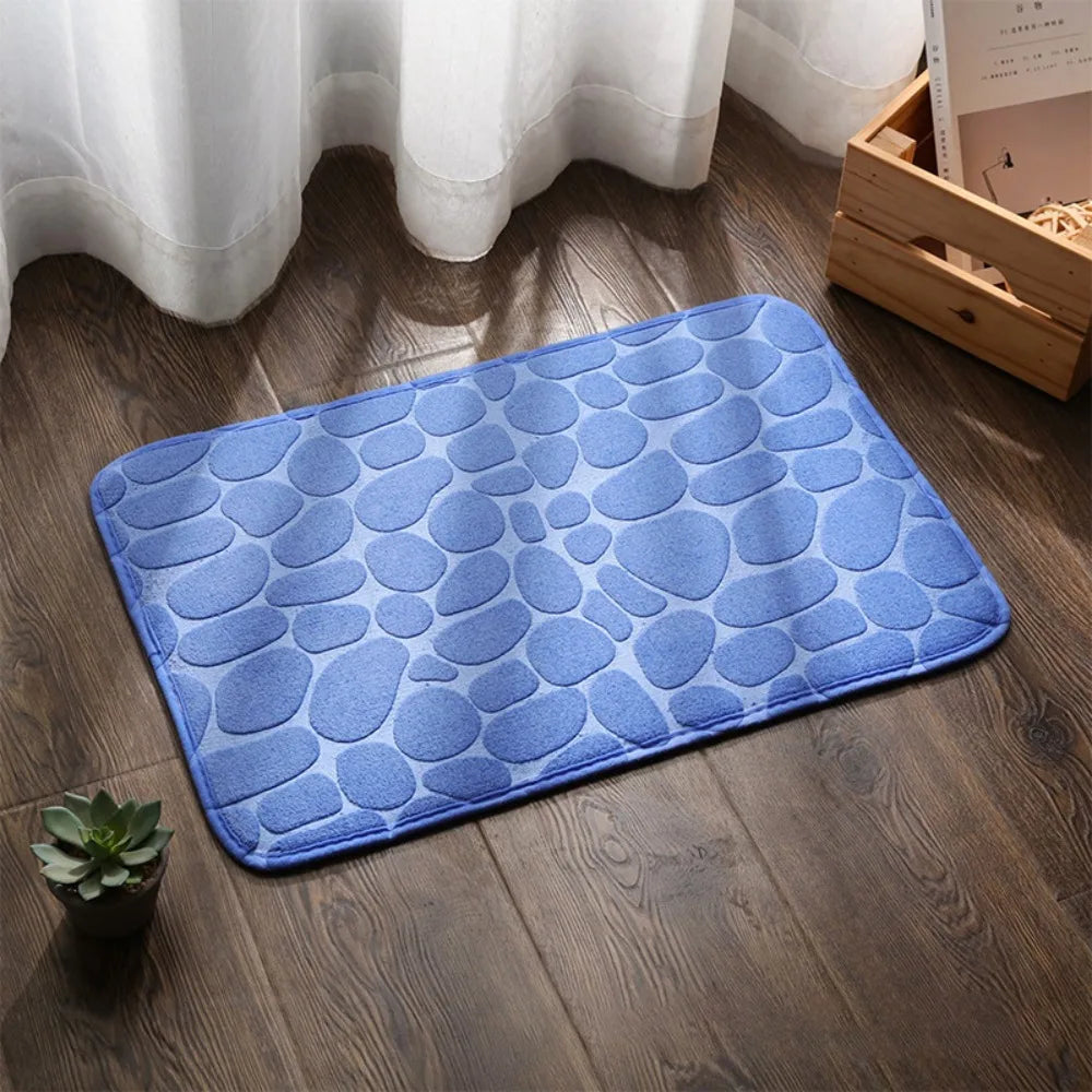 Alfombrilla de baño antideslizante con relieve de adoquines, absorbente, lavable, para bañera, ducha o puerta. Decorativo